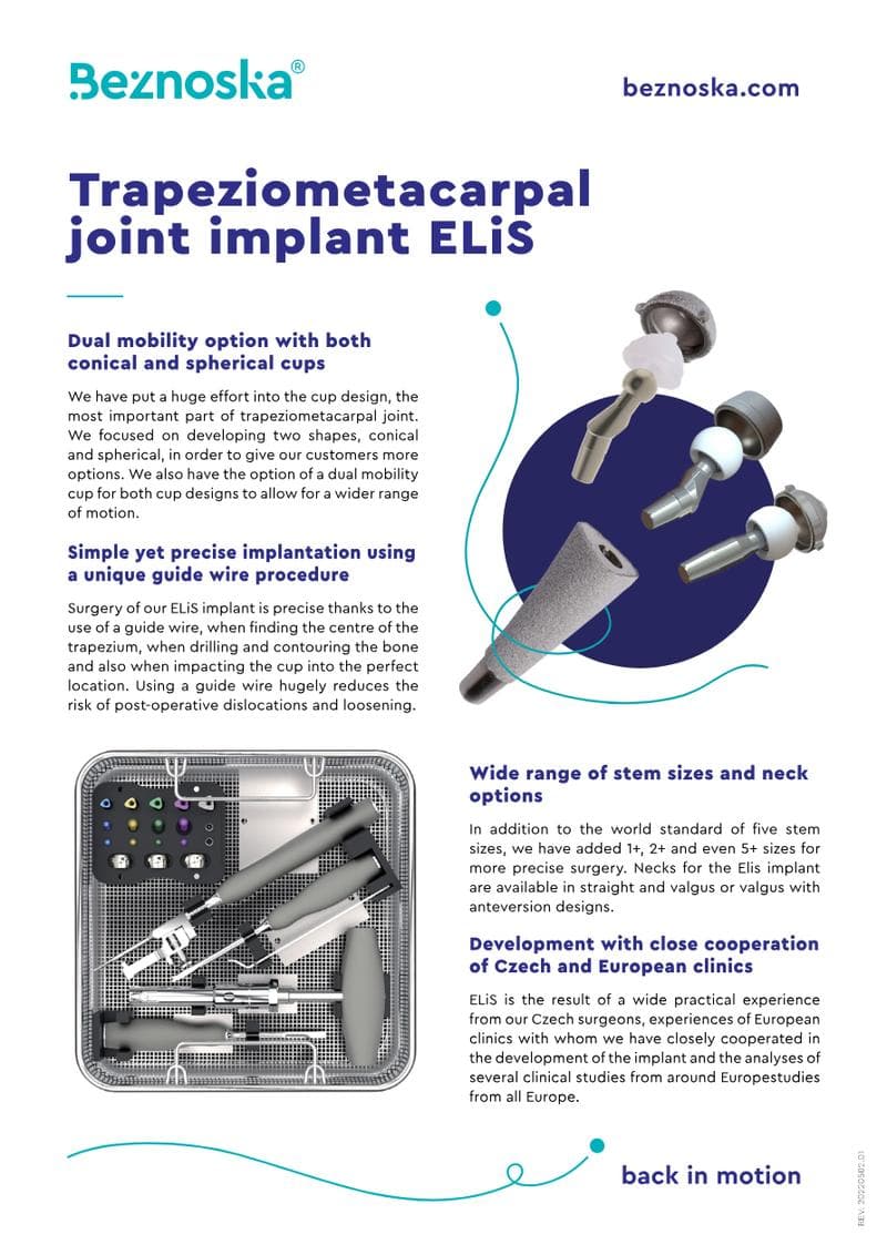 ELiS Total Trapezium-Metacarpal Spec Sheet