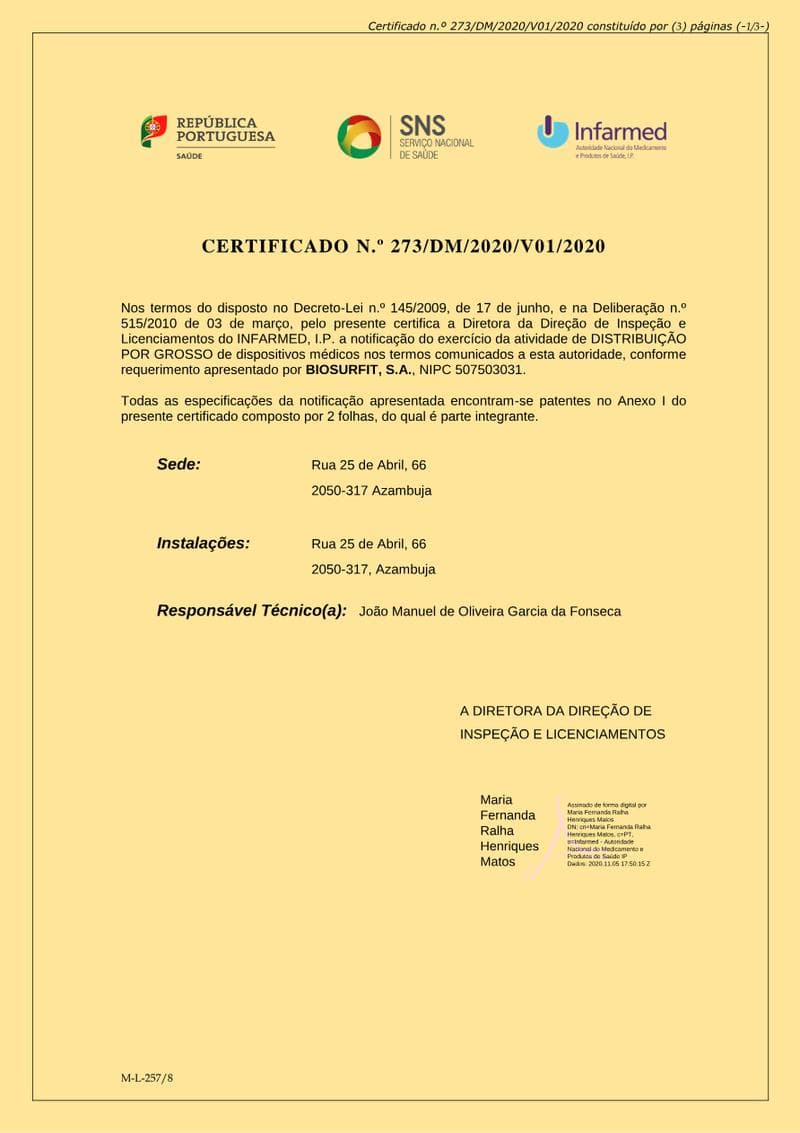 Biosurfit Certificate