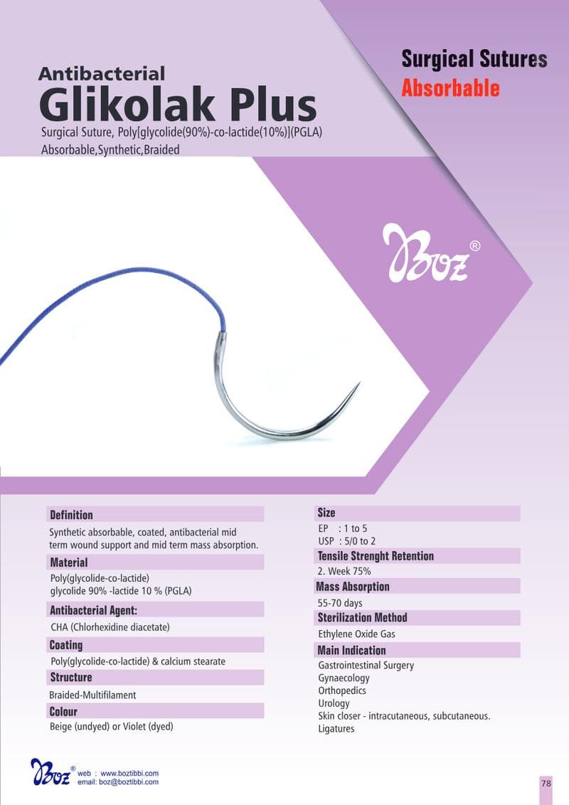 Glikolak PGLA Dental Suture Spec Sheet