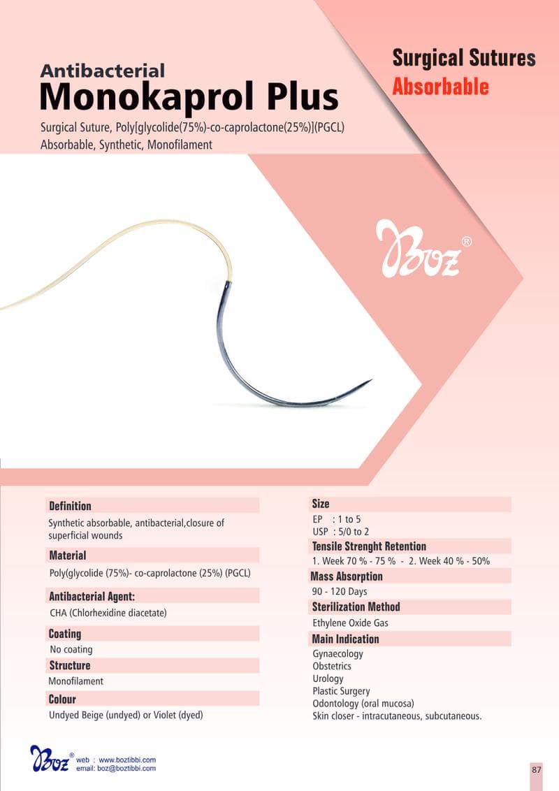 Monokaprol PGCL Dental Suture Spec Sheet