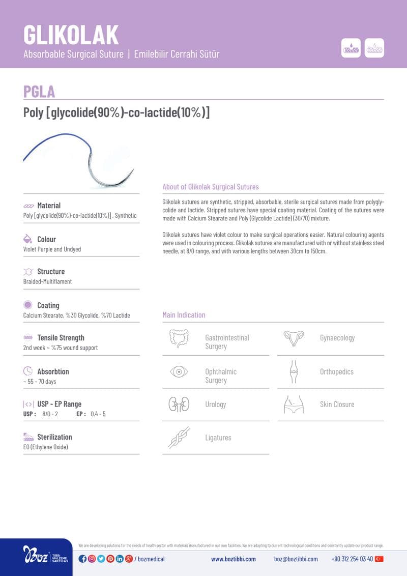 Glikolak PGLA Dental Suture Spec Sheet