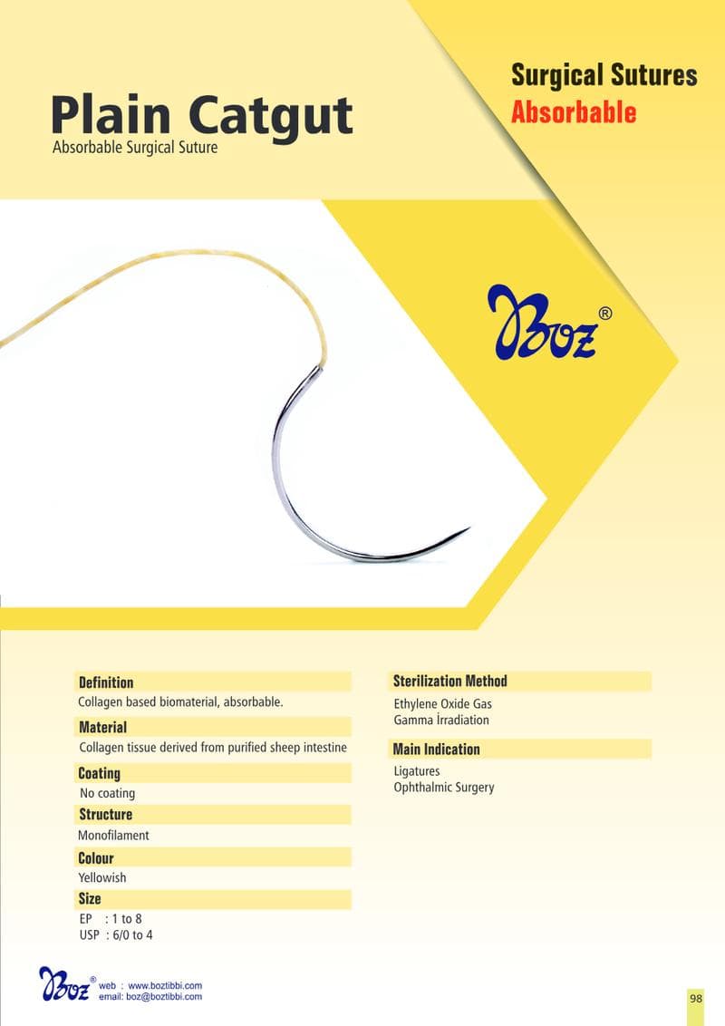 Plain Catgut Suture Spec Sheet