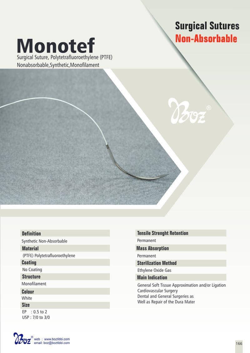 Monotef PTFE Dental Suture Spec Sheet