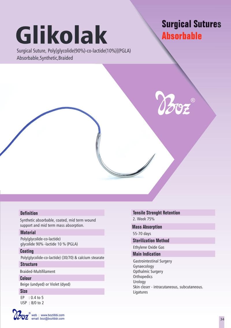 Glikolak PGLA Dental Suture Spec Sheet