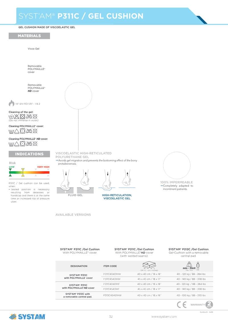 GEL CUSHION Spec Sheet