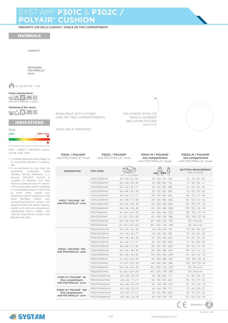 POLYAIR 60 CUSHION Spec Sheet