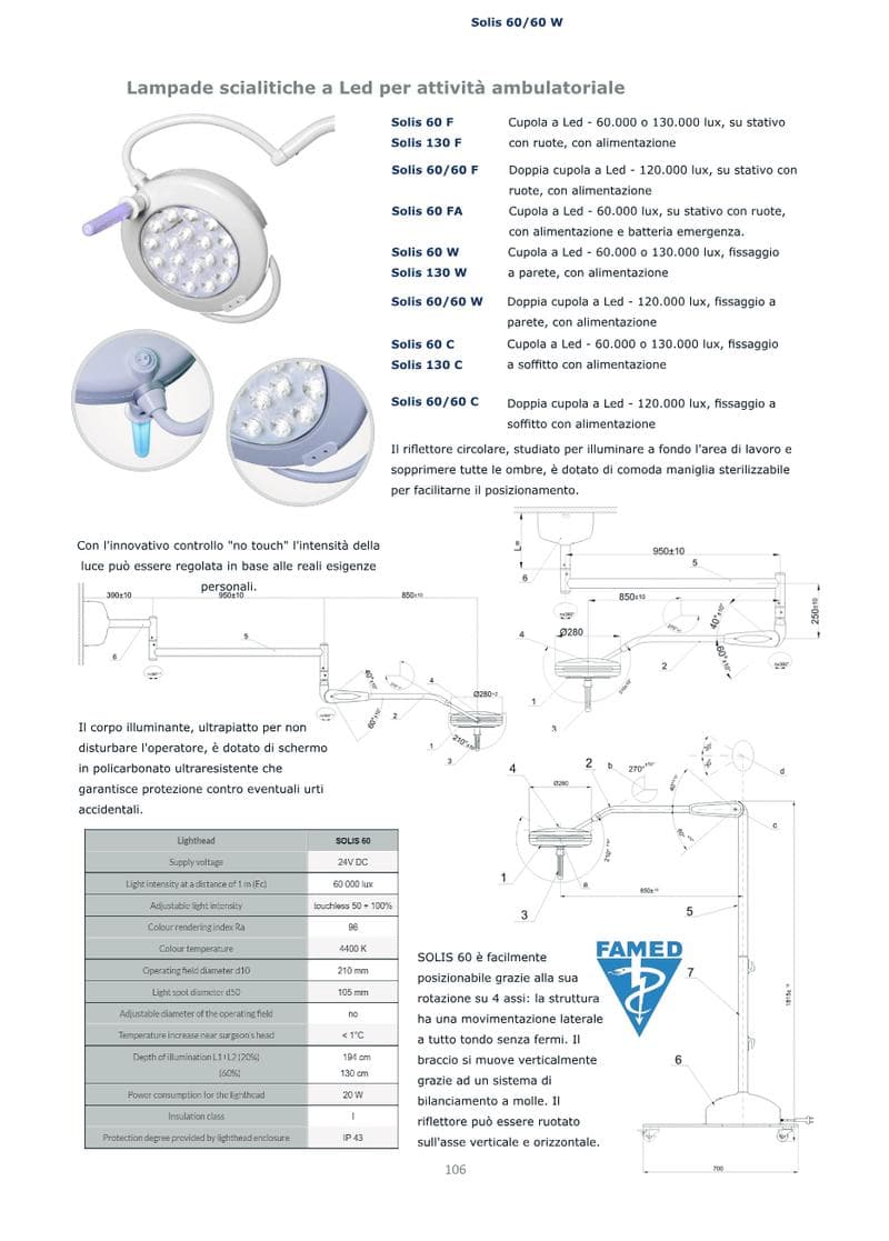 Solis 60 Examination Light Spec Sheet