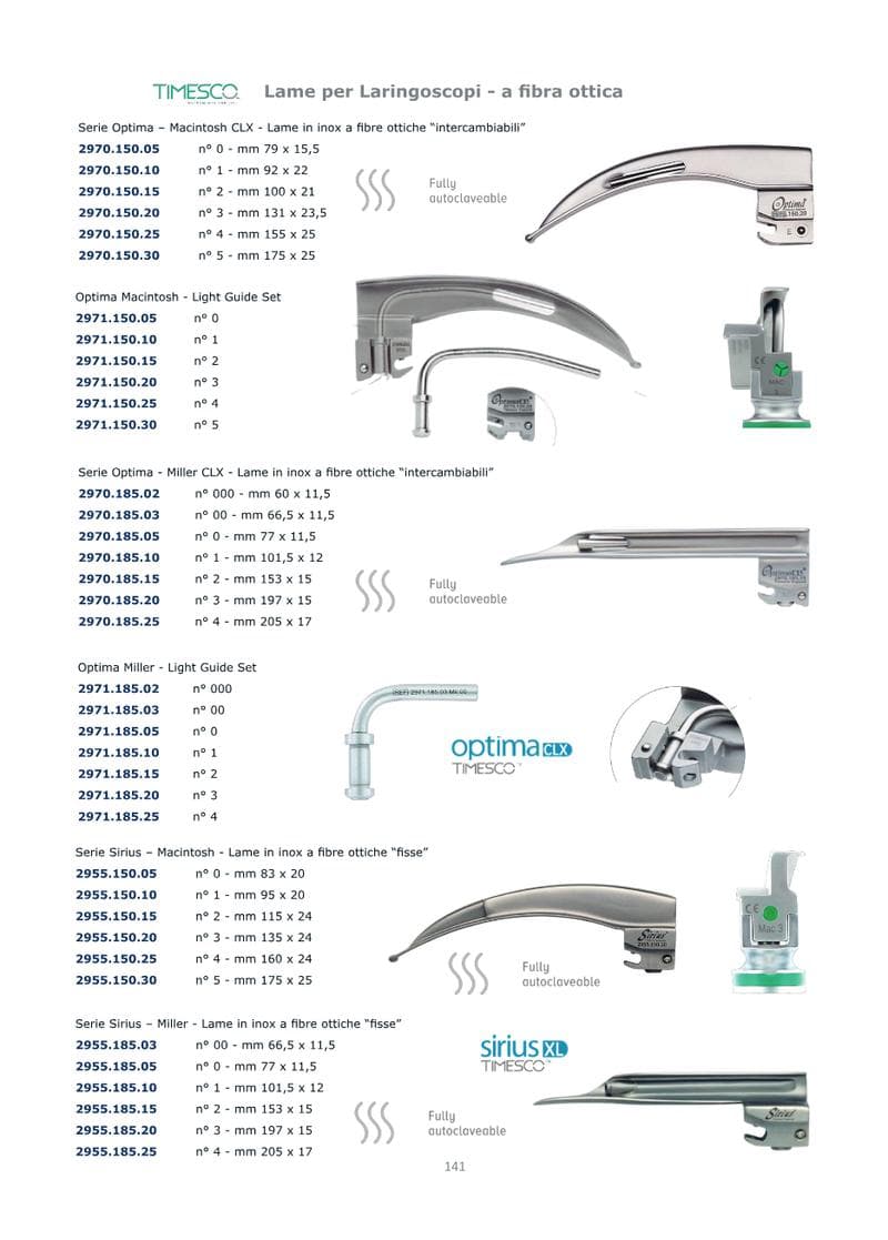 Fiber Optic Laryngoscopes Spec Sheet