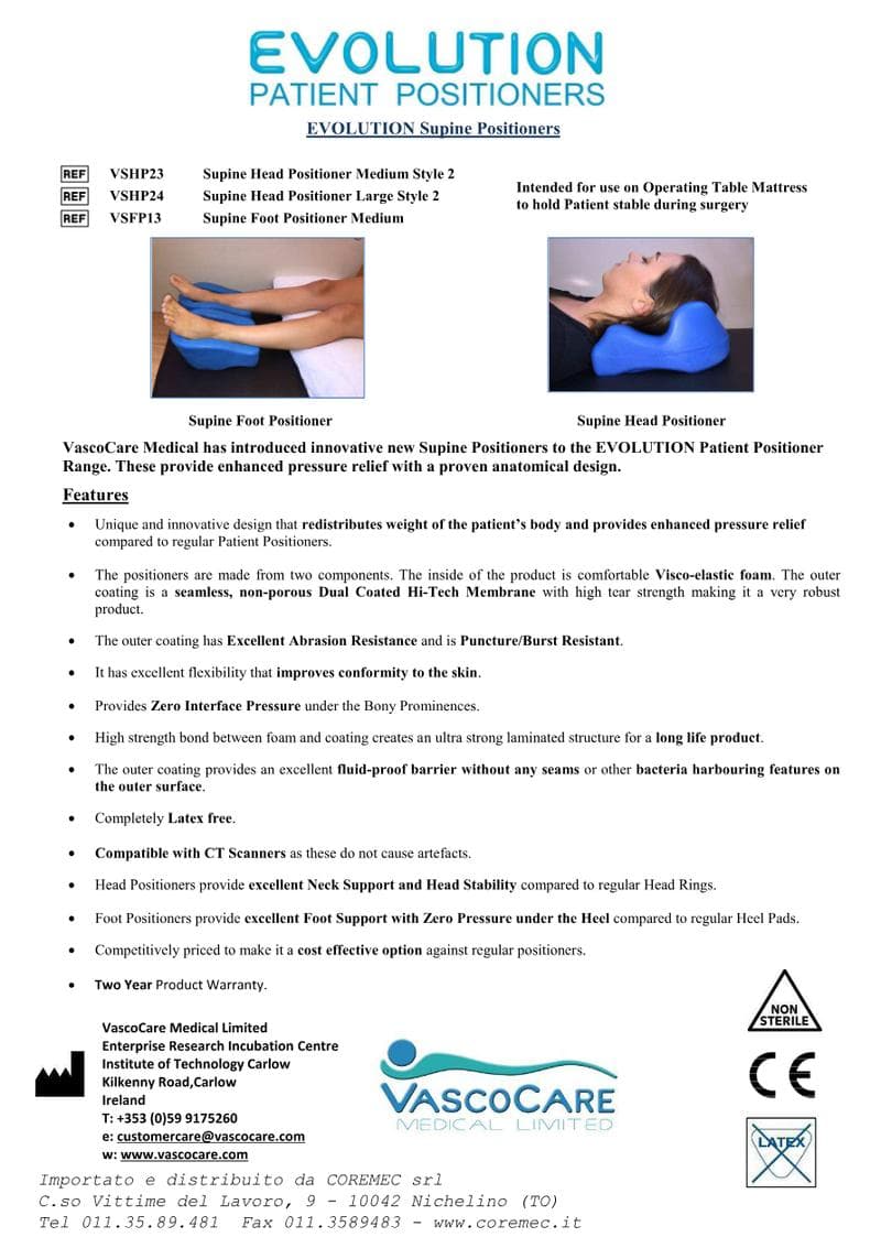 Supine Positioners Spec Sheet