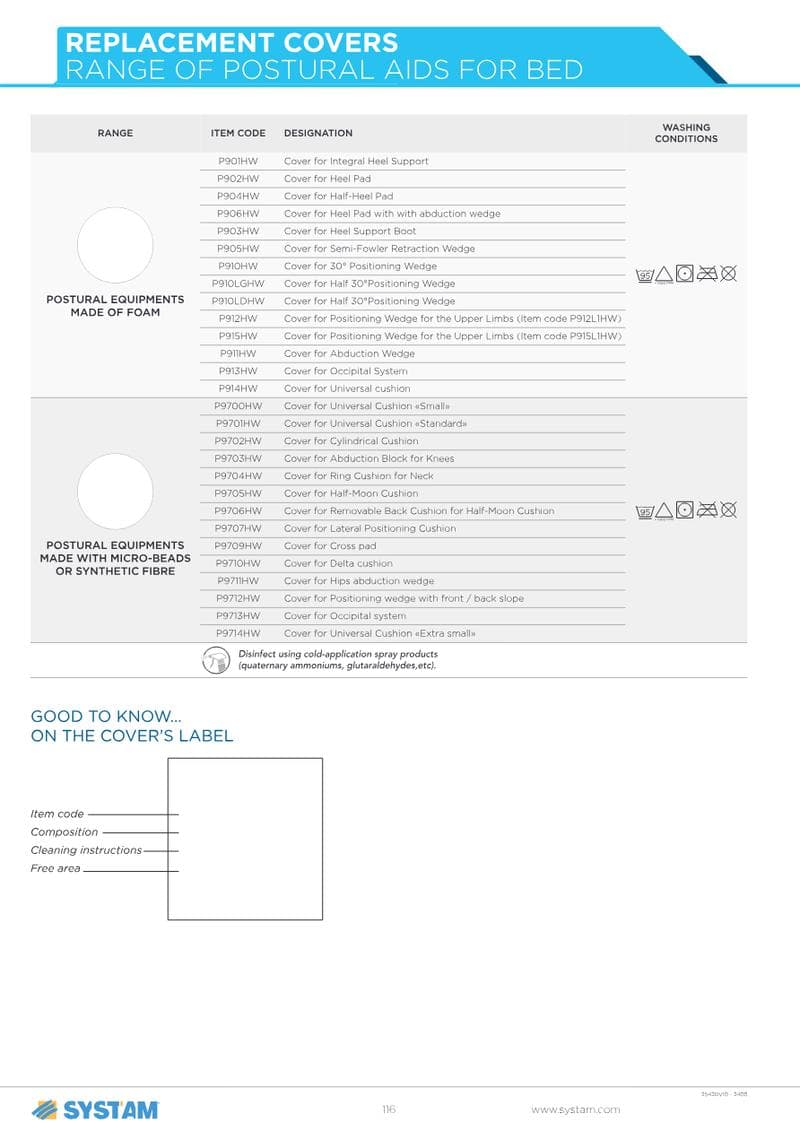 Postural Equipment Covers Spec Sheet