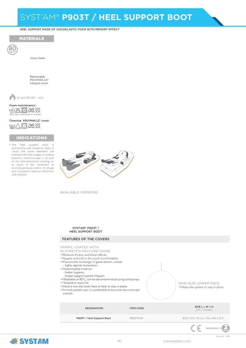 Heel Support Boot Spec Sheet