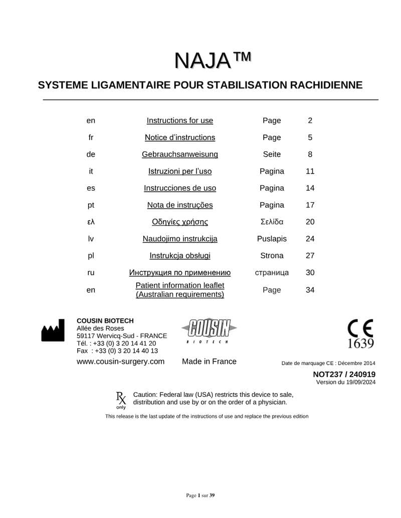Disposable Naja Accessory IFU