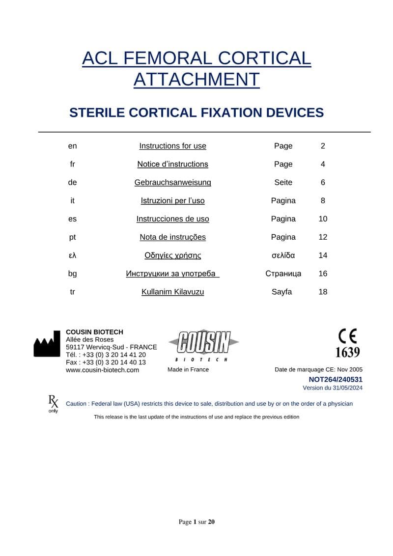 Adjustable Cortical Fixation System IFU