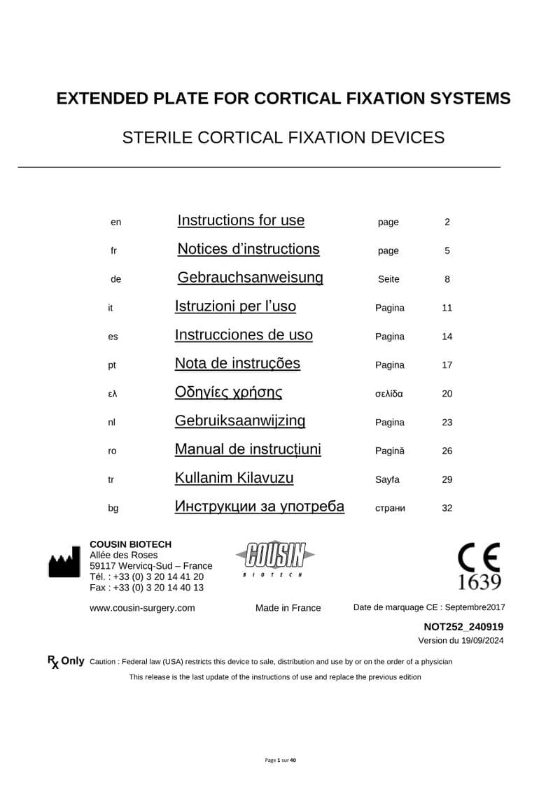 Adjustable Cortical Fixation System IFU