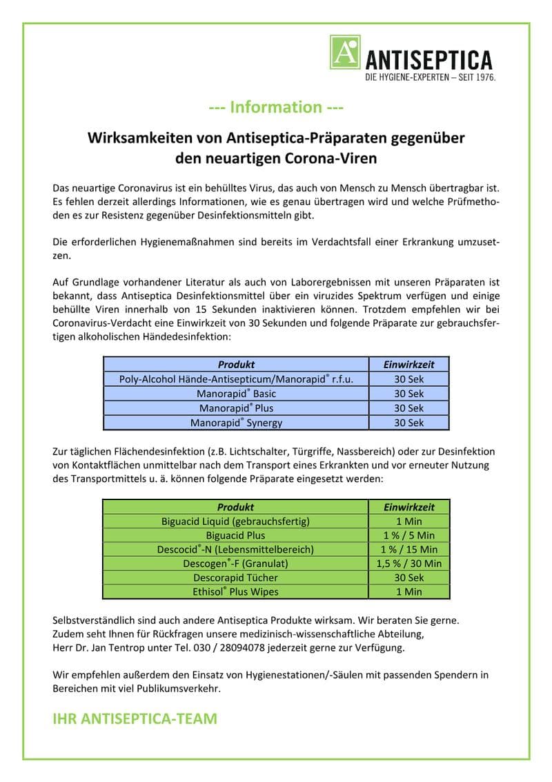 Poly-Alcohol Hand Antiseptic Document