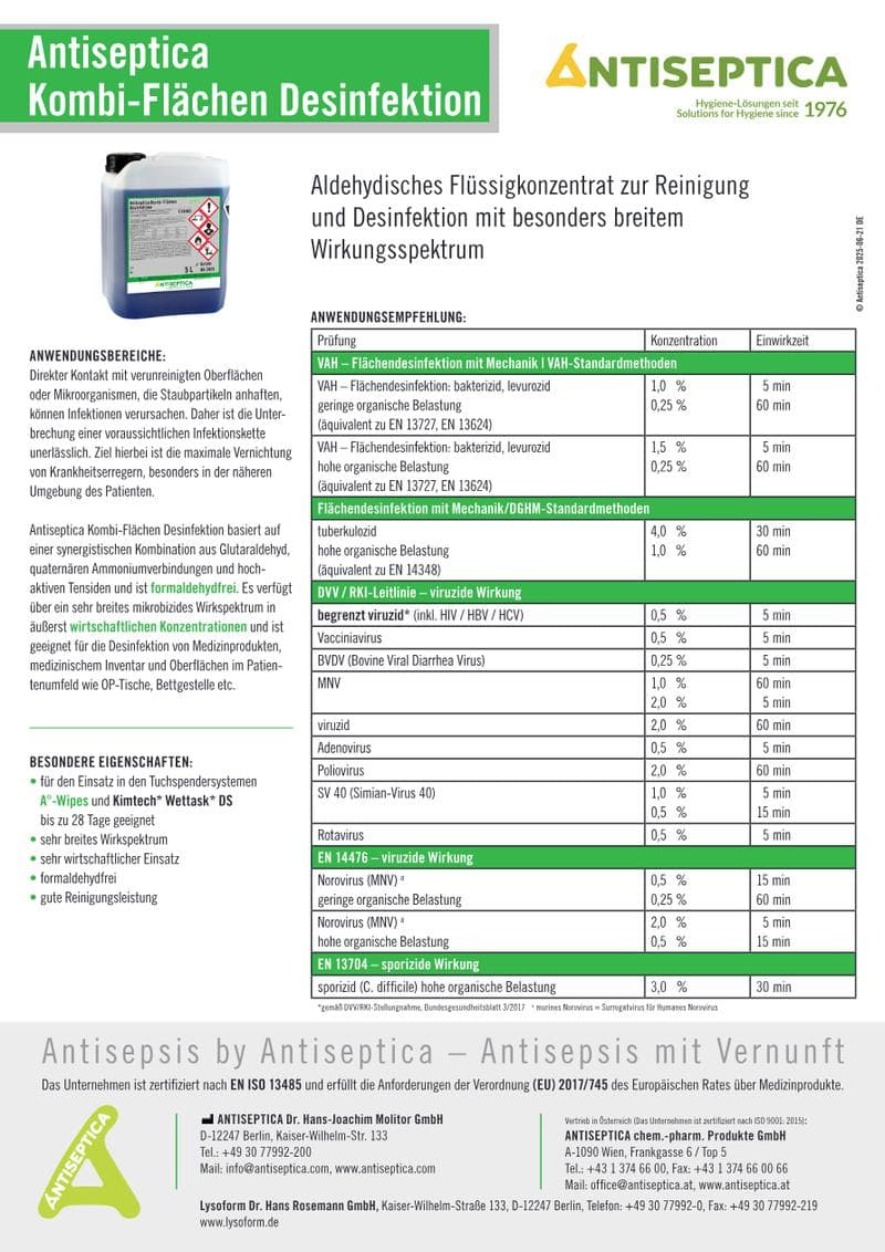 Antiseptica Kombi Liquid Spec Sheet