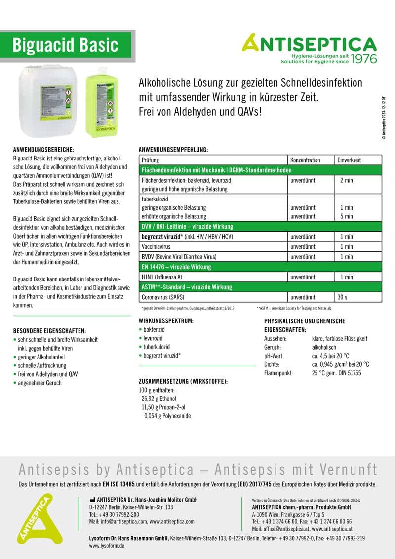 Biguacid Basic Spec Sheet