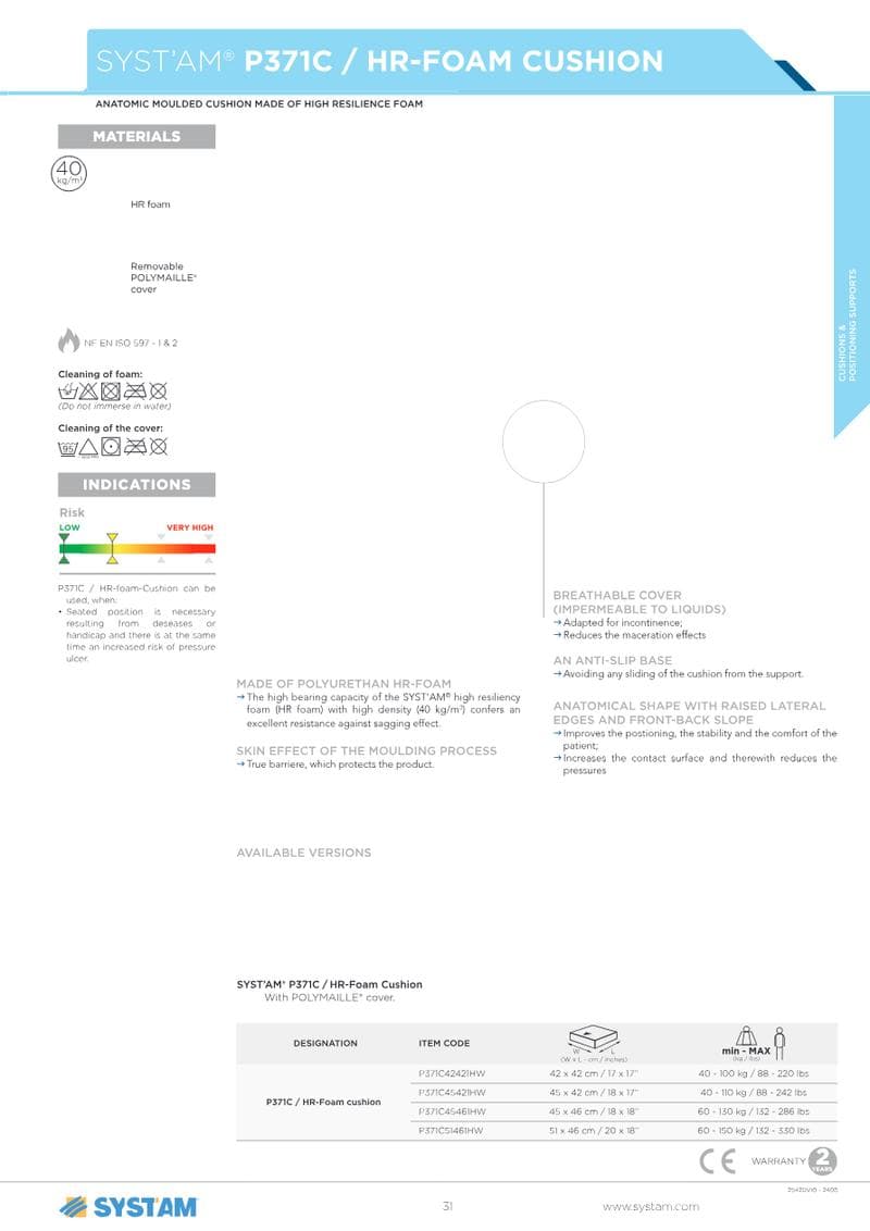 HR-FOAM CUSHION Spec Sheet
