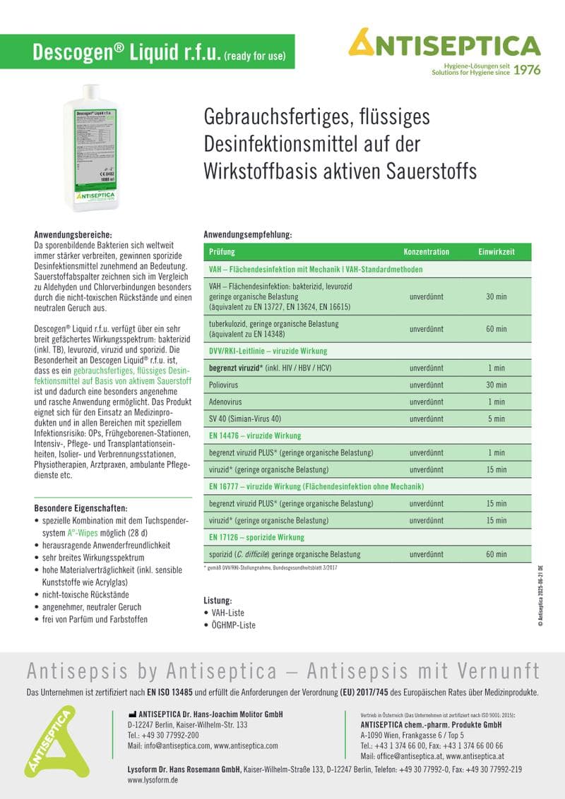 Descogen Liquid r.f.u. Spec Sheet