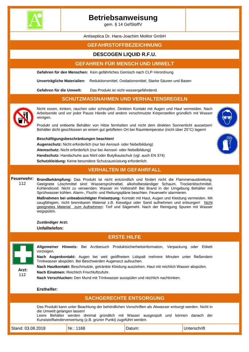 Descogen Liquid r.f.u. Safety Data Sheet