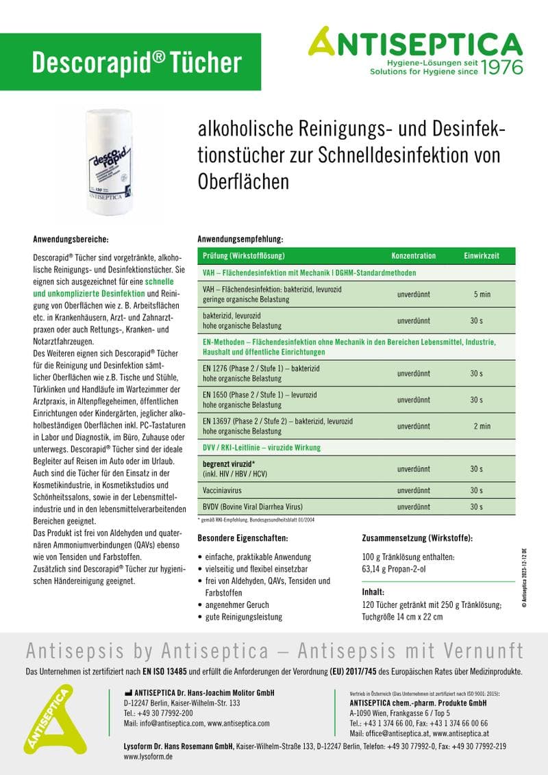 Descorapid Tissues Spec Sheet
