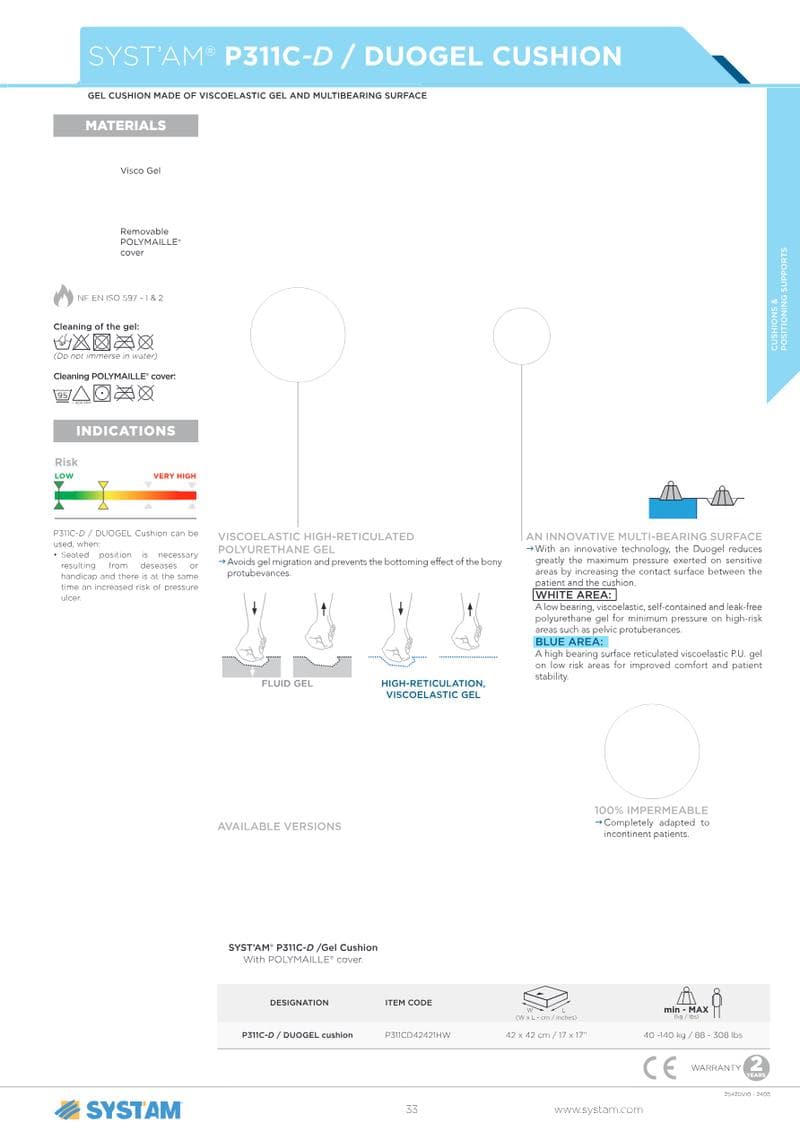 DUOGEL CUSHION Spec Sheet