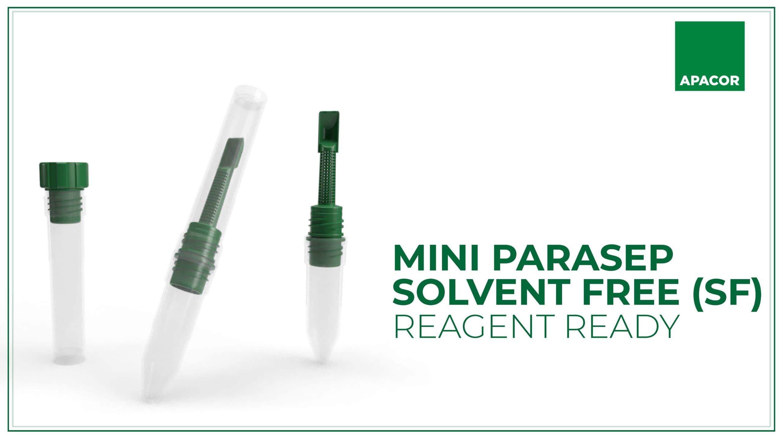 Marketing composition showing multiple components of the Mini Parasep Solvent Free system.