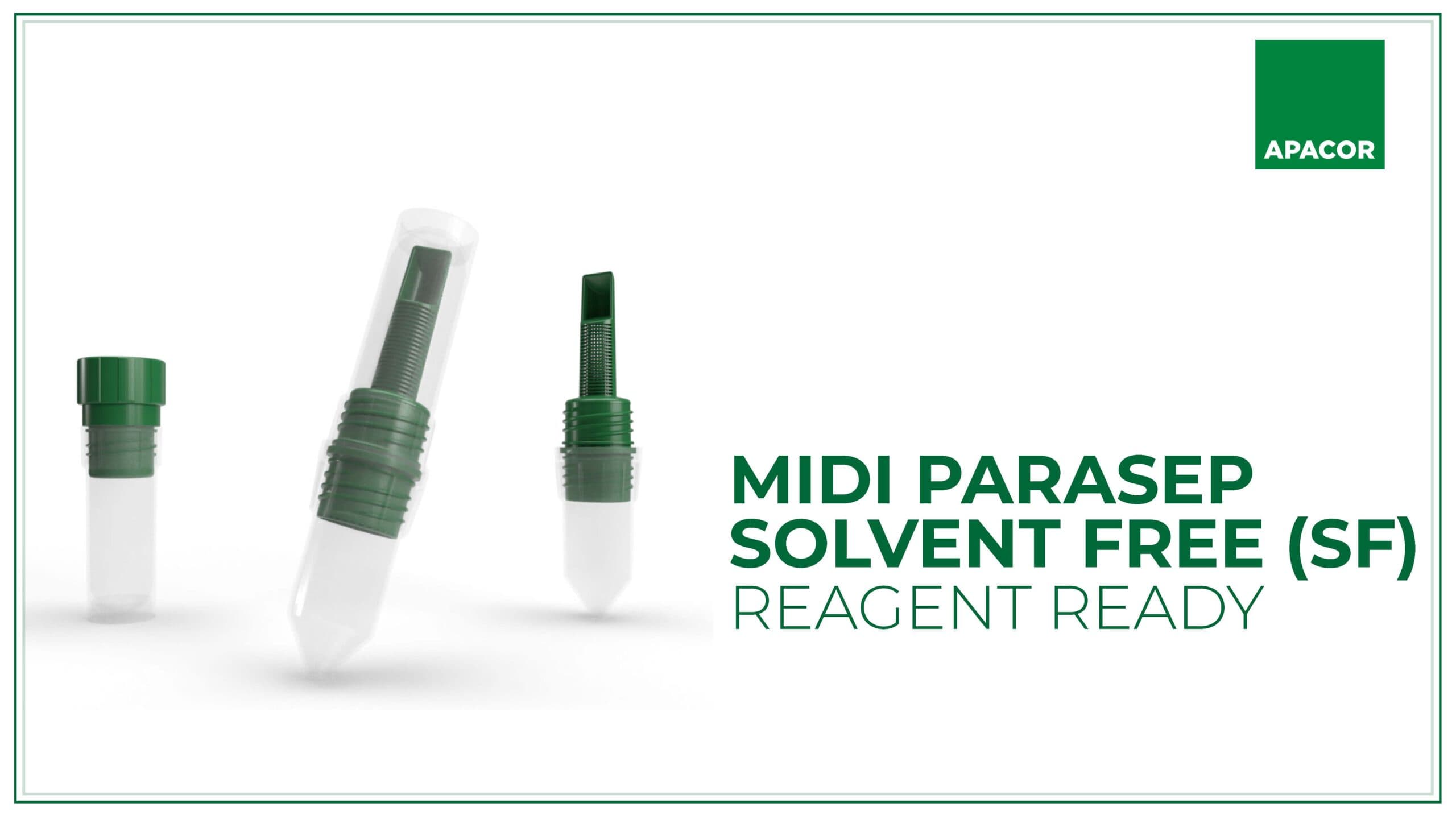 Marketing composition showing multiple components of the Midi Parasep Solvent Free system.