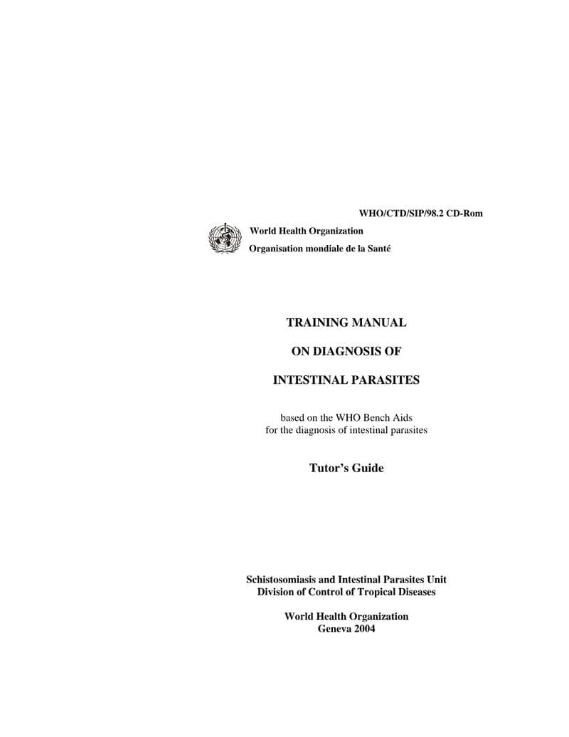 Intestinal Parasites Training Manual Training Material