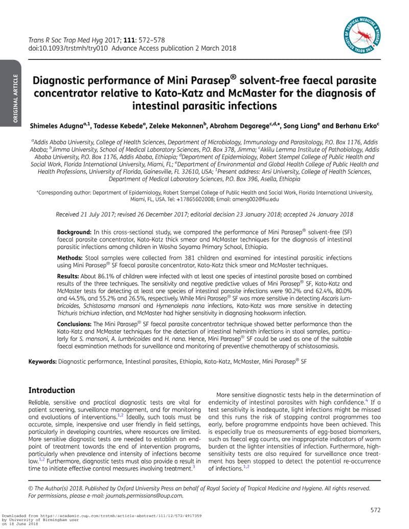 Mini Parasep SF Clinical Study