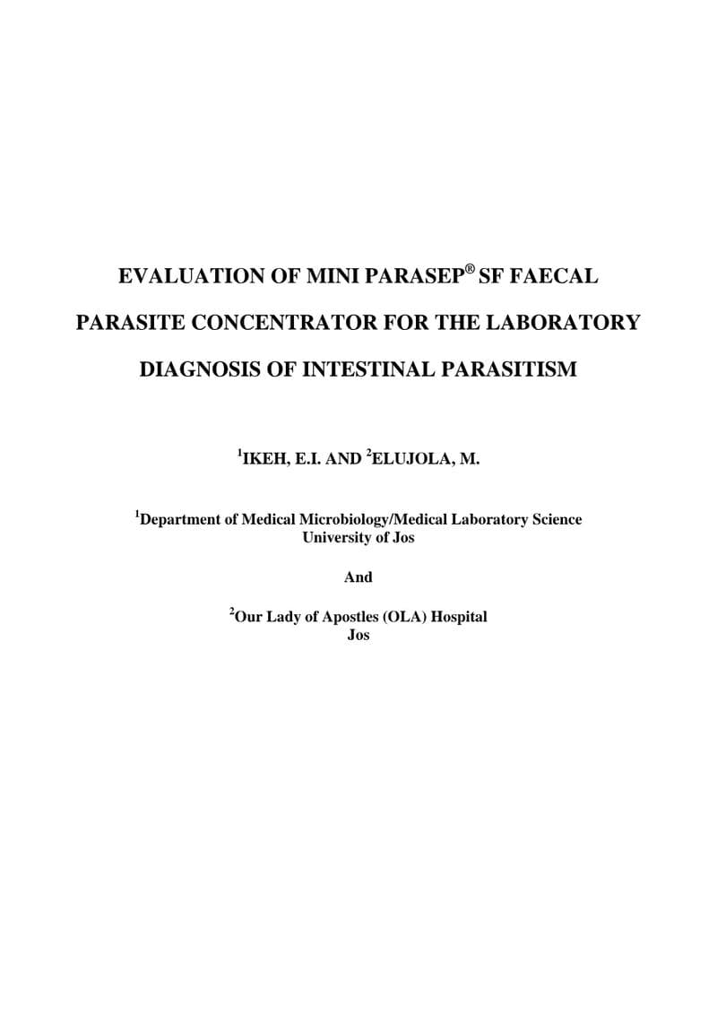 Mini Parasep SF Clinical Study