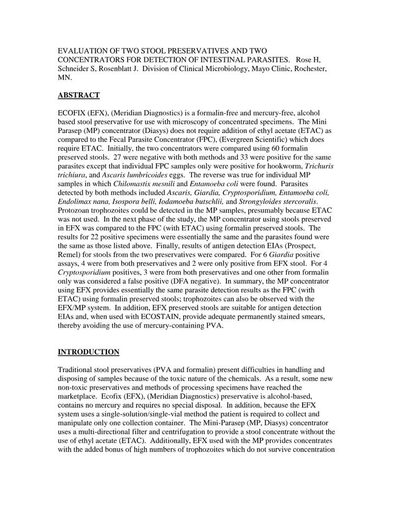 Mini Parasep SF Clinical Study