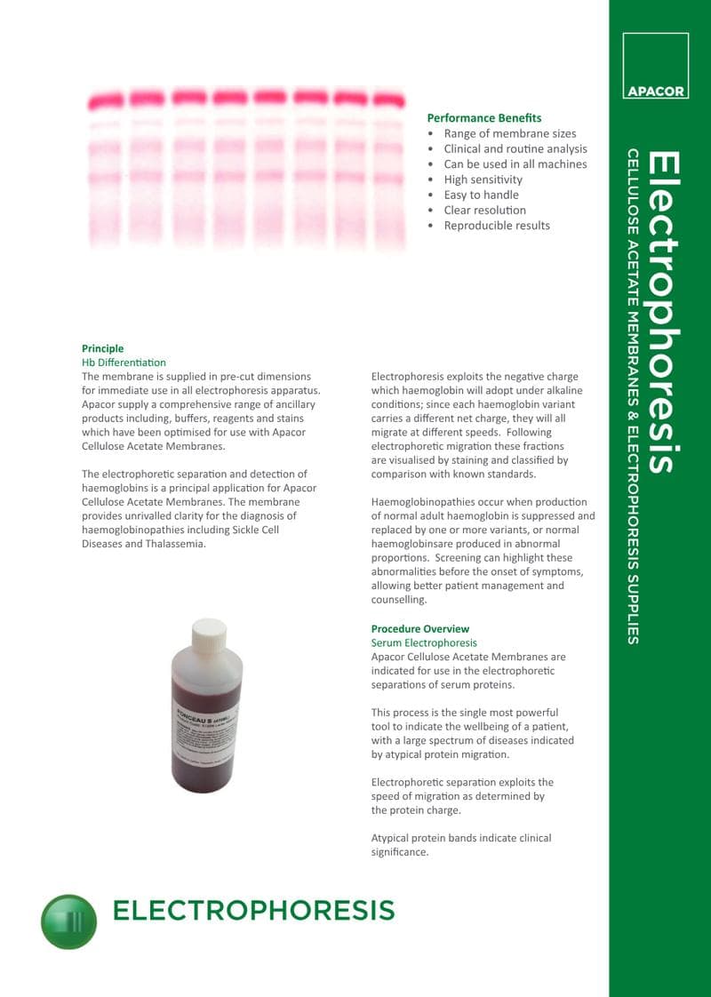 Cellulose Acetate Membranes Spec Sheet