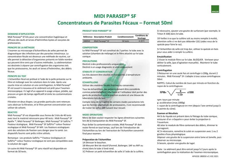 Parasep Fecal Concentrator IFU