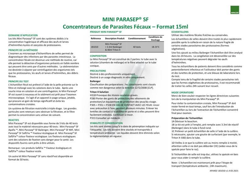 Mini Parasep SF IFU