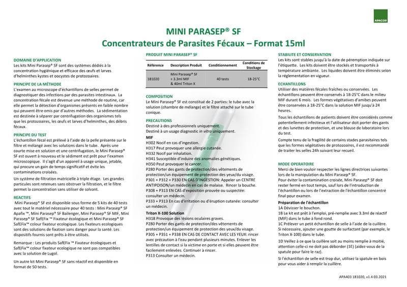 Mini Parasep SF IFU