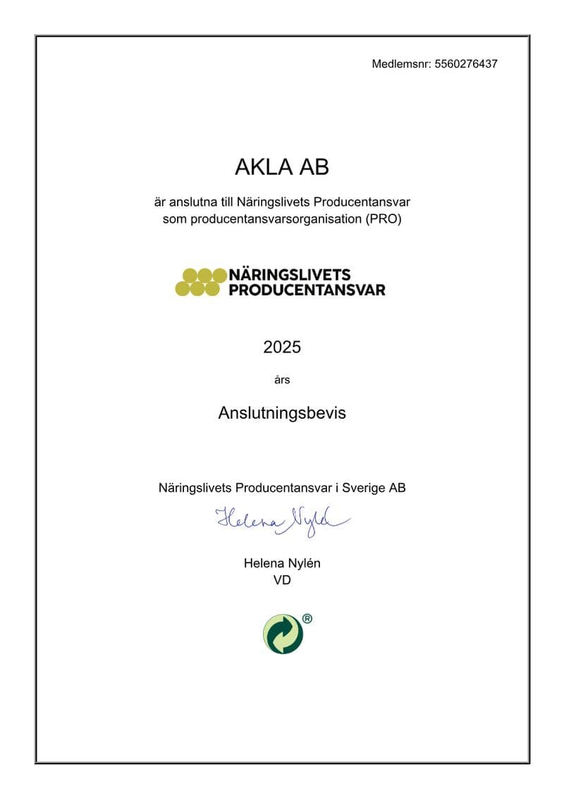 Näringslivets Producentansvar (NPA) Certificate