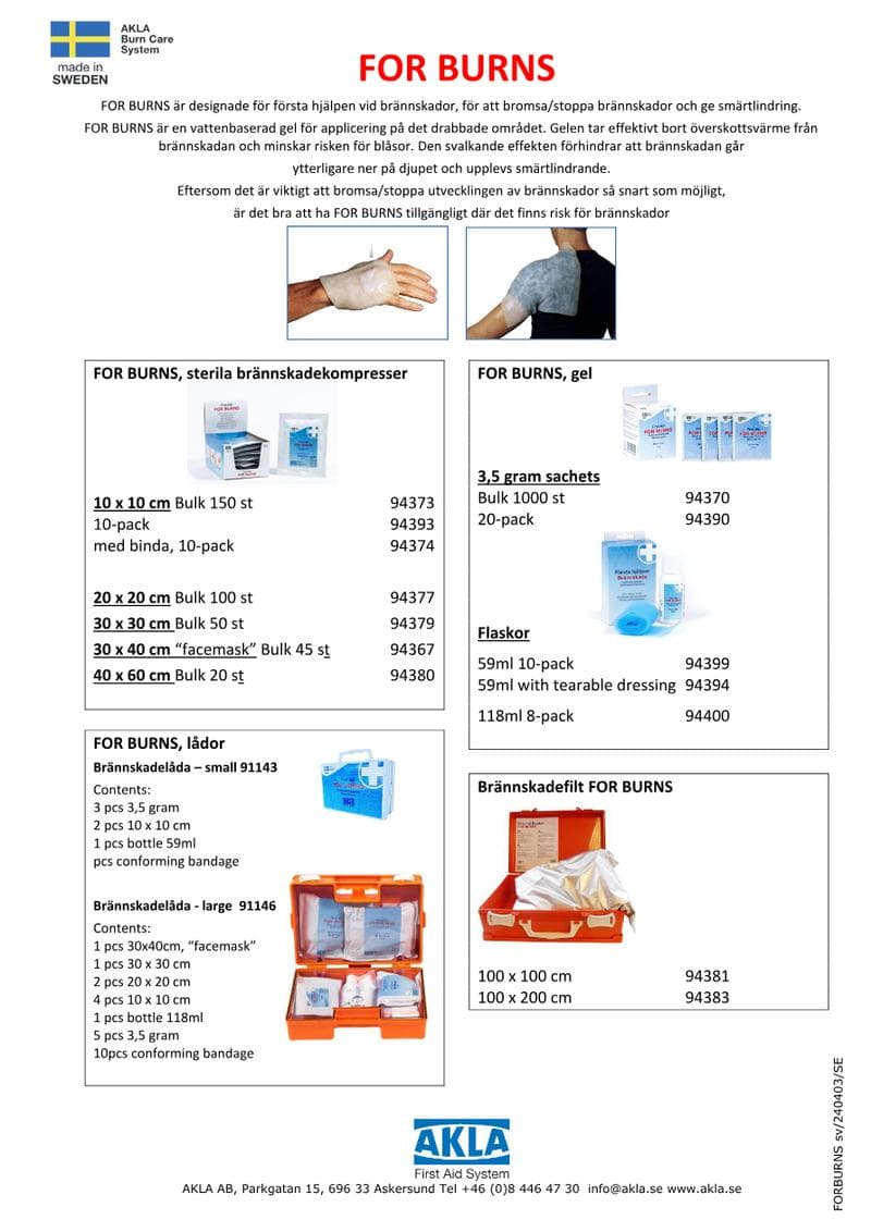 AKLA FOR BURNS: product range brochure (2024)