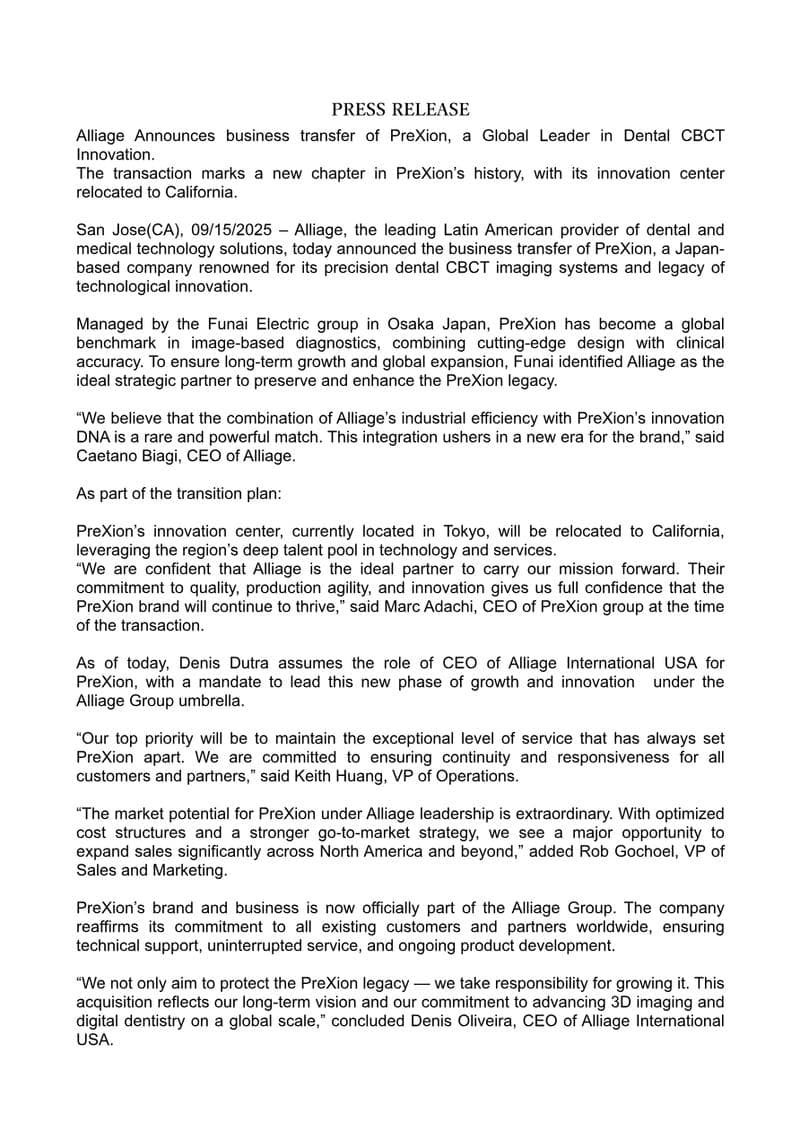 Alliage Press Release (English)