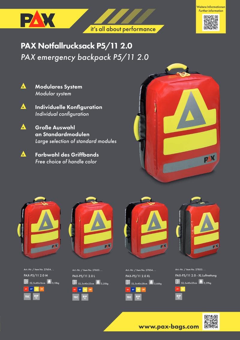 PAX P5/11 2.0 Emergency Backpack Flyer