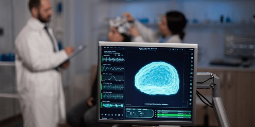 EEGSim electroencephalogram simulator in use