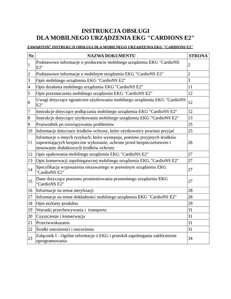 CardioNS ECG Device Operator Manual