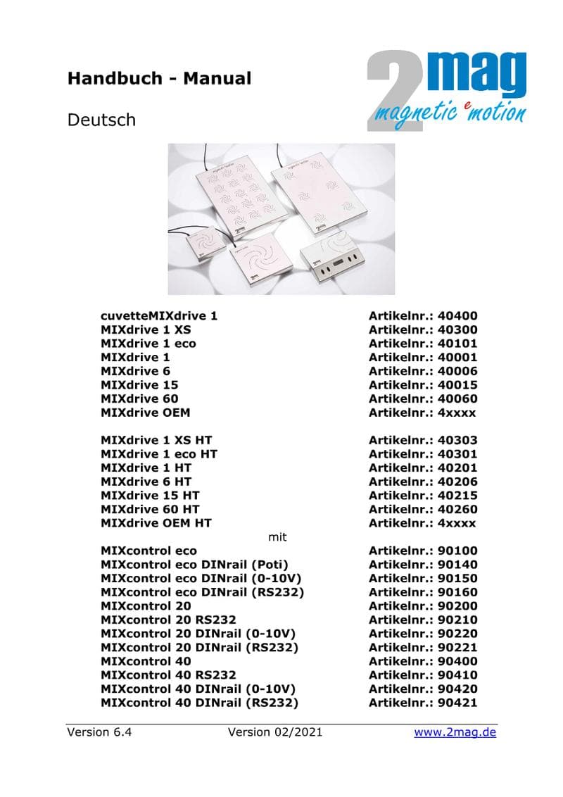 Bedienungsanleitung 2mag MIXdrive Serie V6.4 (DE)