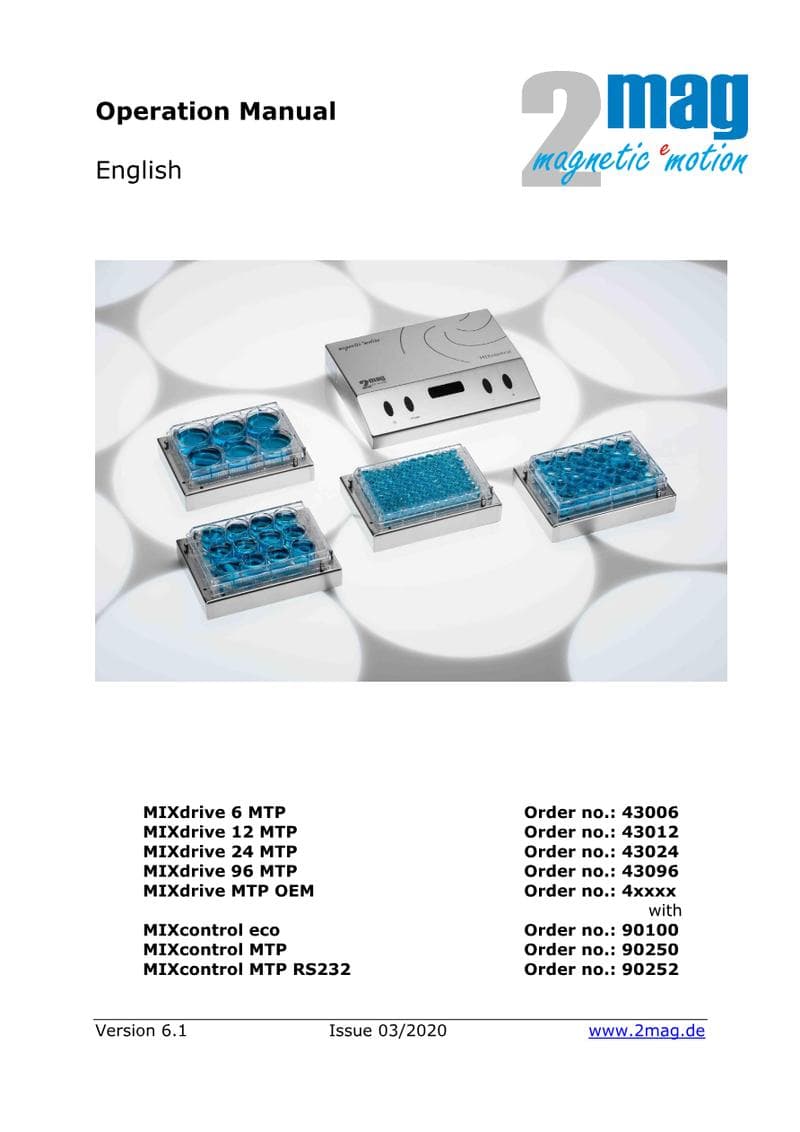 2mag MIXdrive MTP Series Operator Manual V6.1 (EN)